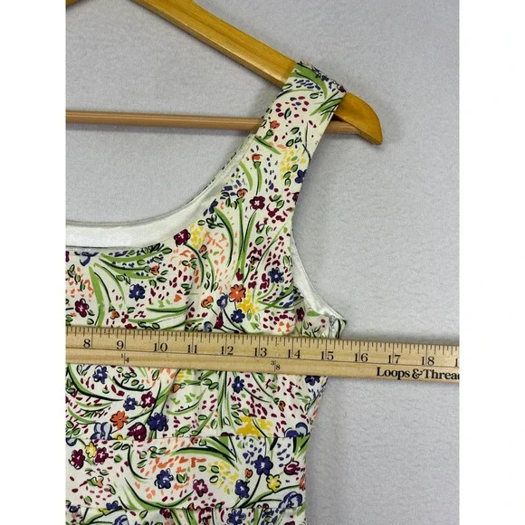 Cottagecore Petite Sophisticate Women 2P White Floral Sleeveless Sheath Dress - Picture 5 of 9